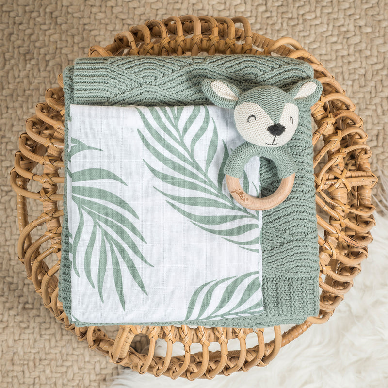 Set 3 batiste hidrofile, Nature, 31x31 cm, bumbac, verde