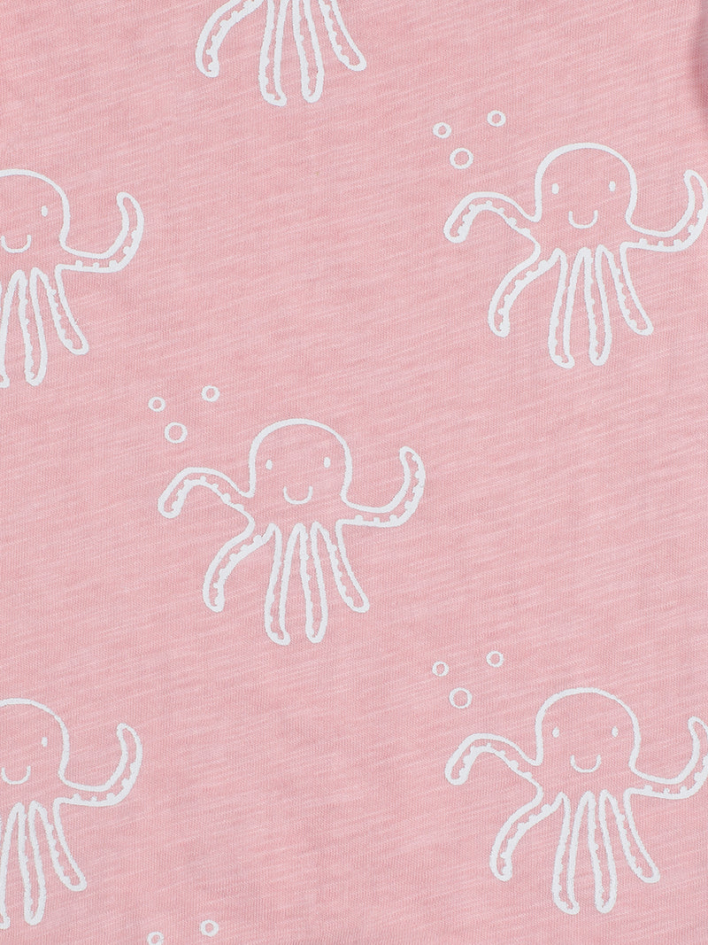 Sac de dormit de vara Jollein Octopus 70cm roz