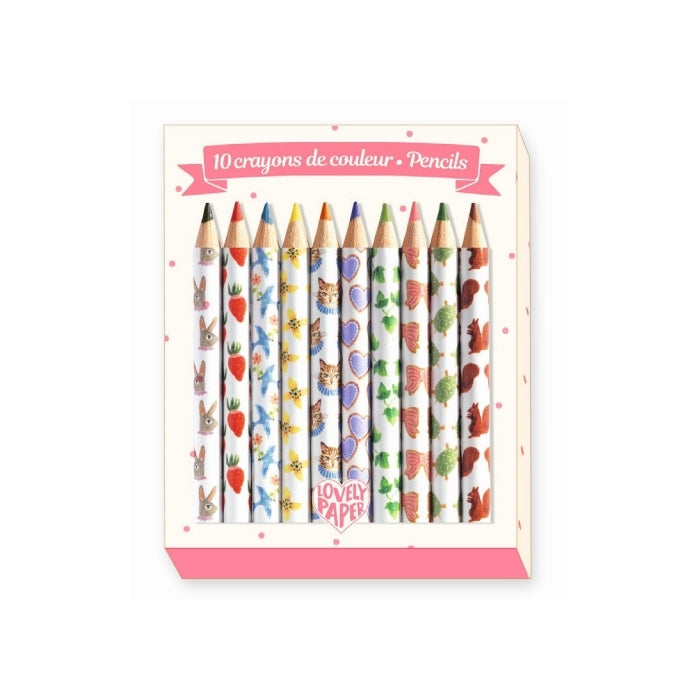 Set 10 mini creioane colorate Aiko,  multicolor