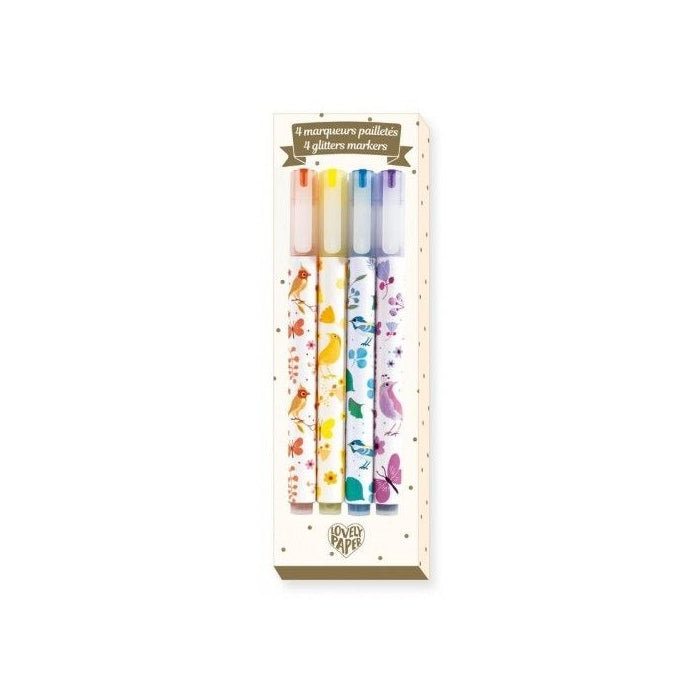 Set 4 markere cu sclipici Tinou, Djeco