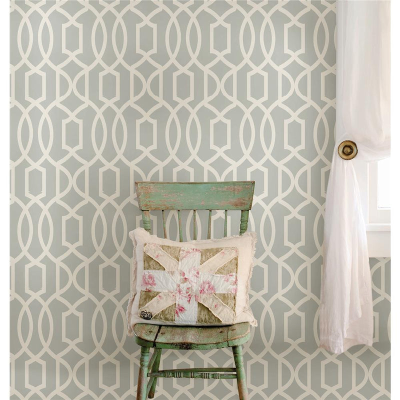 Tapet din vinil cu model geometric Grey Grand Trellis